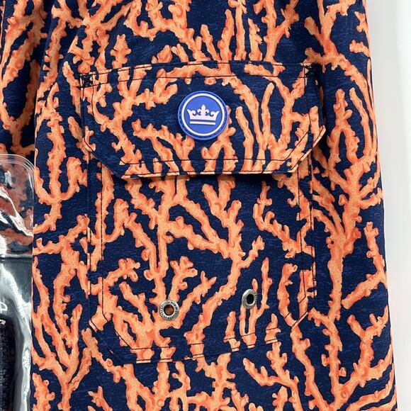 Peter Millar Crowned Coral Swim Trunks - Sahar - with can koozie - XL - NWT - Picture 6 of 7